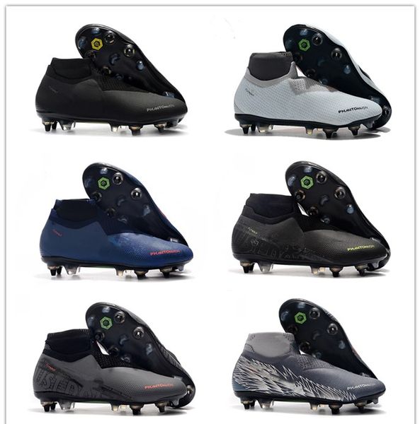 

black lux phantom vsn elite df sg unticlot knit soccer cleats mens game over furry charged high ankle sock football boots