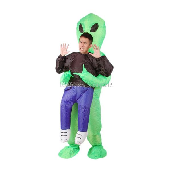 

inflatable monster costume scary green alien dinosaur mascot cosplay costume for animal halloween purim party, Black;red