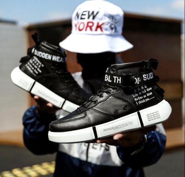 

elgeer new designer high-men shoes large size fashion casual sneakers men shoes canvas zapatos de hombre cu10, Black