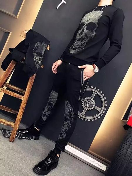 

brand hoodies man tracksuit wholesale fashion men jacket & pant sweat, Black