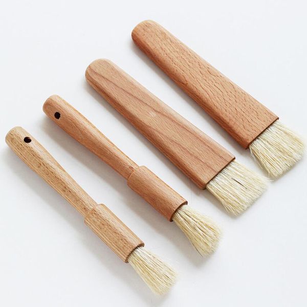 

barbecue oil brush with bristle natural beech wood handle flat pastry bbq baking household kitchen roast basting cooking tool