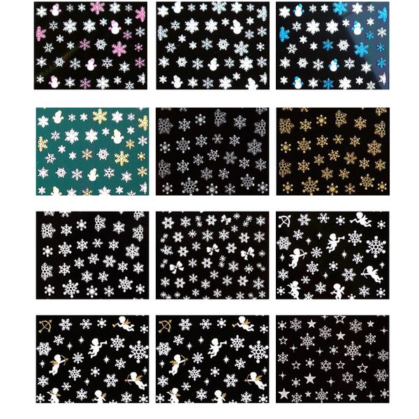 

christmas nail art transfer stickers 3d color design manicure tip, Black