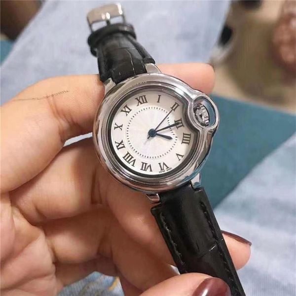 

classic leather woman men watch fashion luxury lovers watch popular nice clock genuine leather female relogio montre male clock colorful, Slivery;brown