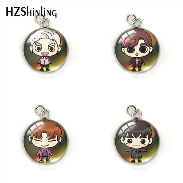 

14mm and 20mm kpop male group got7 stainless steel glass round charms glass pendants necklace jewelry gifts, Bronze;silver