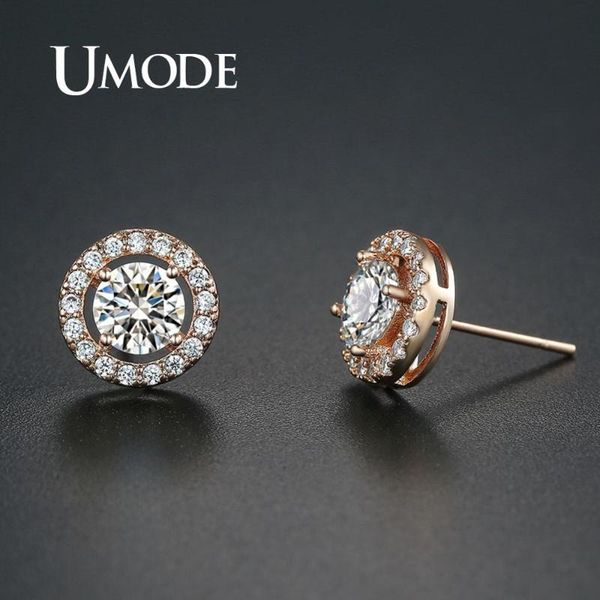 

umode rose gold simple stud earrings for women girls small zircon earrings korean style fashion jewelry accessories ue0012, Golden;silver