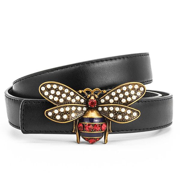 

brass bee buckle genuine leather belts luxury designer belt for women female famous brand jean belt waist strap fashion belts, Black;brown