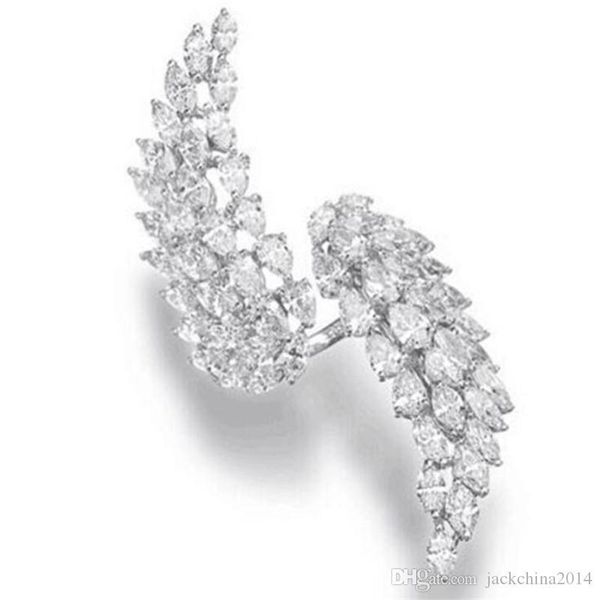 

victoria wieck classical fashion jewelry 925 sterling silver&rose gold marquise cut white z cz diamond opening adjustable feather ring, Slivery;golden