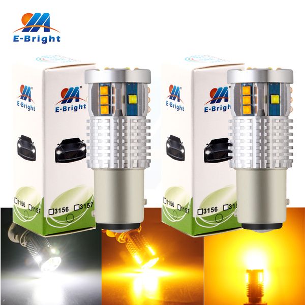 

2pcs universal 1157 bay15d 3157 7443 21smd super bright white amber switchback led turn tail brake ssignal light lamp bulbs
