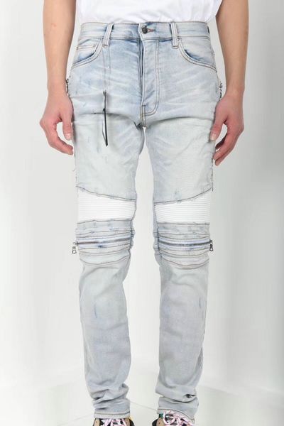 

2020 brand new mens designer jeans luxury jeans men women distressed zipper ripped denim pants mens designer pants size 29-42, Blue