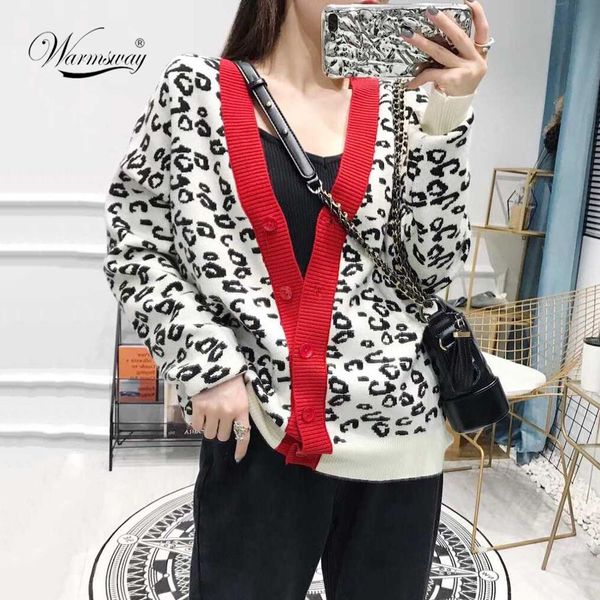 

women autumn winter leopard cardigan sweater coat female long sleeve plus size outer knitted pull femme jersey suete c-313, White