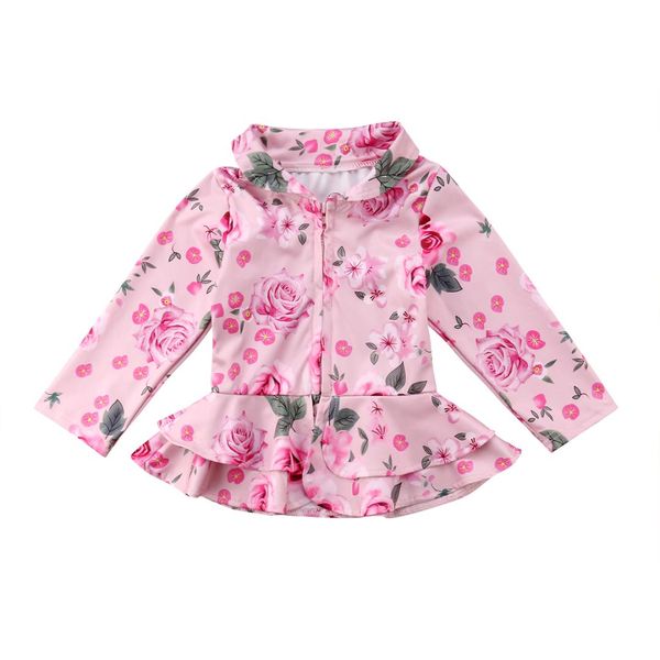 

ребёнки цветочные длинным рукавом на молнии пальто верхняя одежда для малышей куртки одежда, Blue;gray