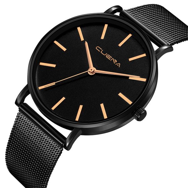 

cuena man watches luxury quartz stainless steel dial casual man watches mens watch slim mens wristwatches, Slivery;brown