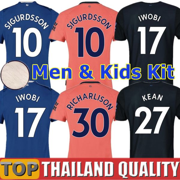 

19 20 kean soccer jerseys 2019 richarlison sigurdsson everton football shirt set 2020 andré gomes keane bernard walcott men kids kit uniform, Black;yellow