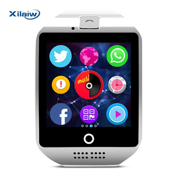 

xilaiw q18 smart watch android with touch screen camera tf card bluetooth smartwatch for android ios phone better than dz09 q50, Slivery;brown