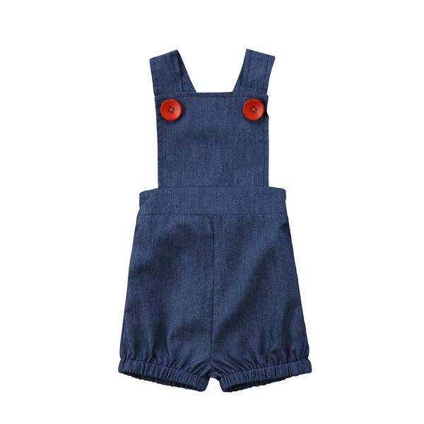 

newborn toddler baby girl boy denim jumpsuit rompers shorts summer clothes causal sleeveless playsuit infant baby outfits, Blue