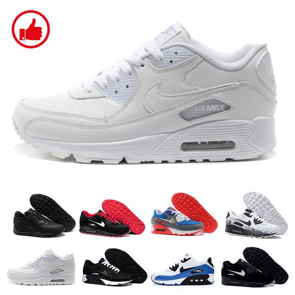 

new design 2019 air cushion 90 casual running men women shoes black white red 90 sneakers classic air90 trainer outdoor sports shoes u