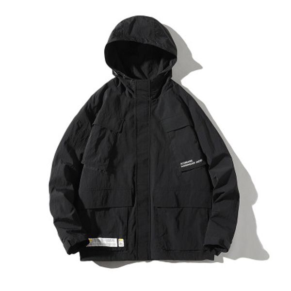 

mens winter black fashion jacket coats pockets cargo male 2019 solid loose coats casual sport, Black;brown
