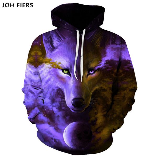 

space galaxy wolf hoodie hoodies men women 2019 new fashion spring autumn pullovers sweatshirts sweat homme 3d tracksuit, Black