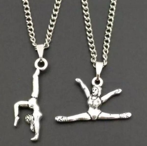 Hot Fashion Vintage Argento Stile misto Ragazza Ginnasta Ciondolo Collana Dichiarazione Gioielli Donna Charms Gioielli Regalo - 81