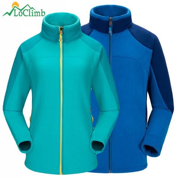 

loclimb outdoor polar fleece hiking jackets men women 2017 winter sports heated coats trekking climbing men's ski jacket,am134, Blue;black