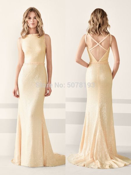 

2019 scoop sleeveless cross back zipper straight sequins evening dress with beaded ing, White;black