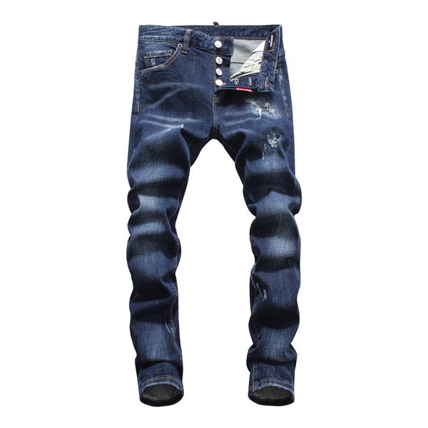 

2020 мужские дизайнерские джинсы мужские straight тонкие эластичные джинсы mens casual байкер мужской stretch denim брюк новый стиль высокое, Blue