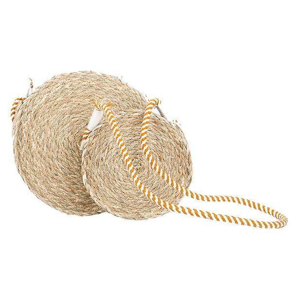 

lady's vintage spring summer fashion women's open straw solid color messenger round bag high-class design shoulder bags