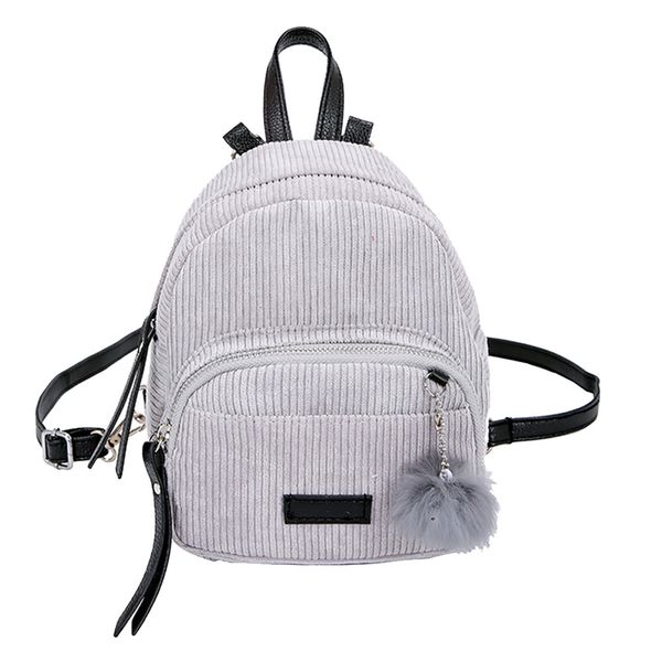 

2018 new fashion backpack girl hairball corduroy school bag student backpack satchel travel shoulder bags for women girls