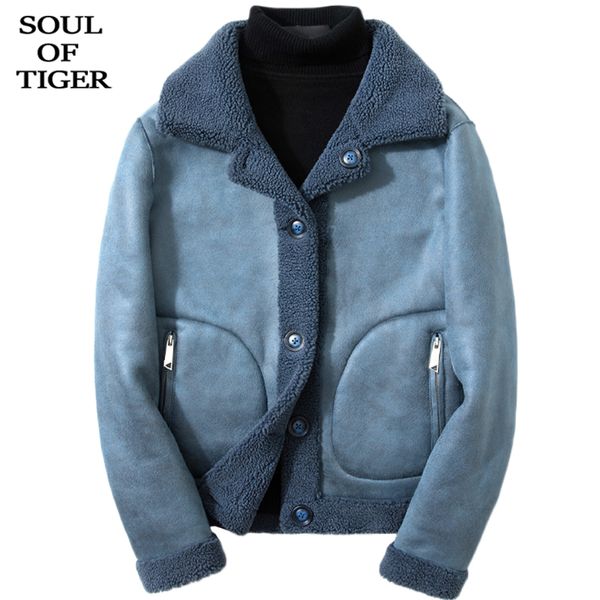 

soul of tiger 2019 winter warm korean fashion reversible fur coats mens punk faux leather jackets biker oversized suede clothes, Black
