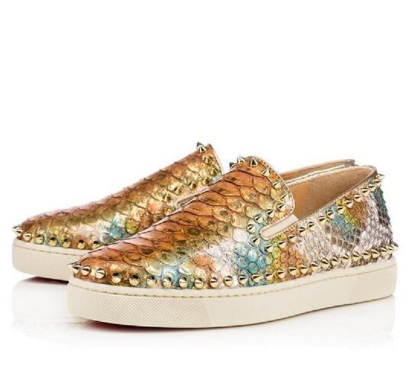 

perfect style glitter+spikes+red sole+slip on men,women loafers flats,fashion red bottom sneakers walking brand party casual shoes 35-47, Black