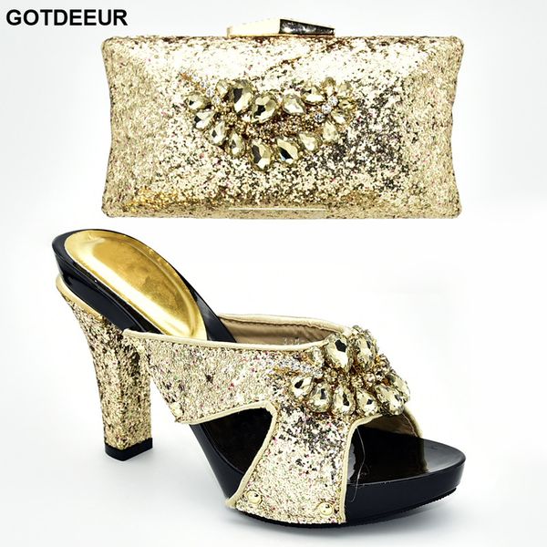 

latest italian shoes with matching bags 2019 african shoes and bags matching set decorated with rhinestone sandals women, Black
