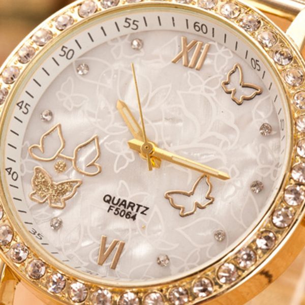 

good quality fashion trend women's casual quartz watch mesh belt butterfly rhinestone wrist watch women's quartz hot, Blue