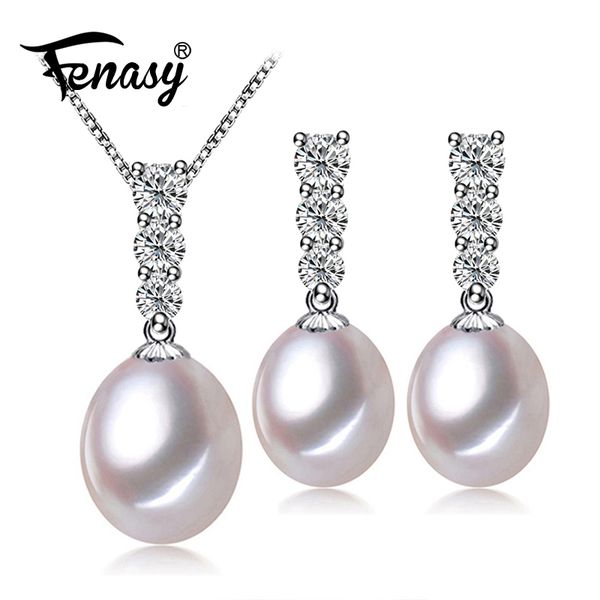 

fenasy trendy natural pearl necklace set women natural pearl jewelry chain necklace bracelet african jewelry sets, Black