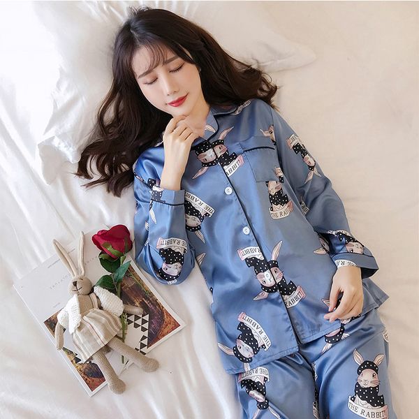 

silk thin girl's cardigan tracksuit set summer spring autumn nightgown women's long sleeve winter ice silk girl's sweet, Black;brown