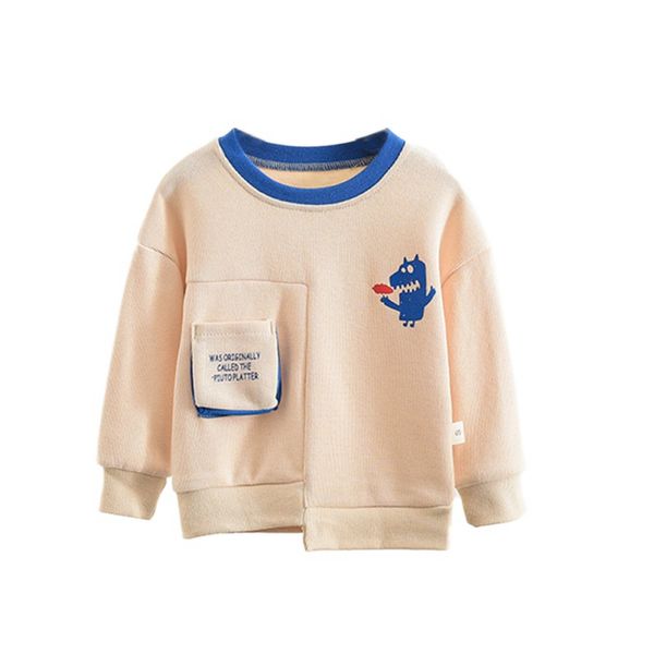 

autumn kids baby boy cartoon dinosaur print sweatshirts casual toddler long sleeve outerwear, Black