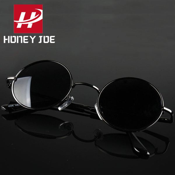 

retro vintage round polarized sunglasses men women brand designer male female sun glasses metal frame black lens eyewear driving, White;black
