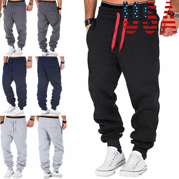 

2020 solid fashion sport mens sport pants sweatpants tracksuit gym workout joggers bodybuilding trousers, Black;blue