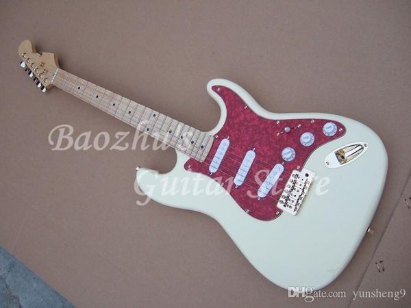 

electric guitar, cream yellow, red pickguard, 2019golden hardware guitar