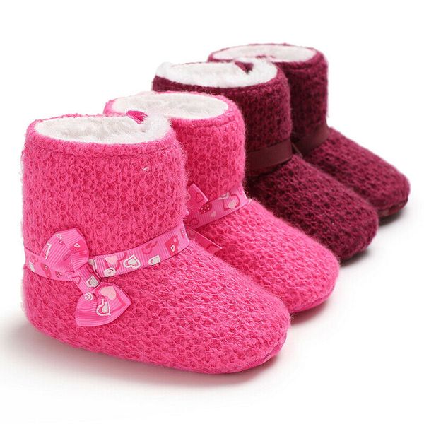 

newborn baby soft sole snow booties warm toddler boy girl boots crib shoes 0-18m, Black;grey