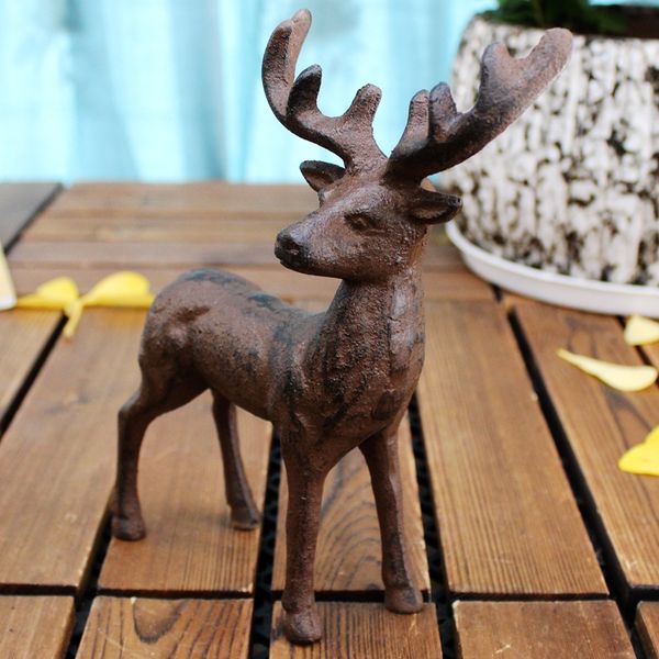 Cast Iron Deer Figural Sculpture Statue Vintage Ornament Animal