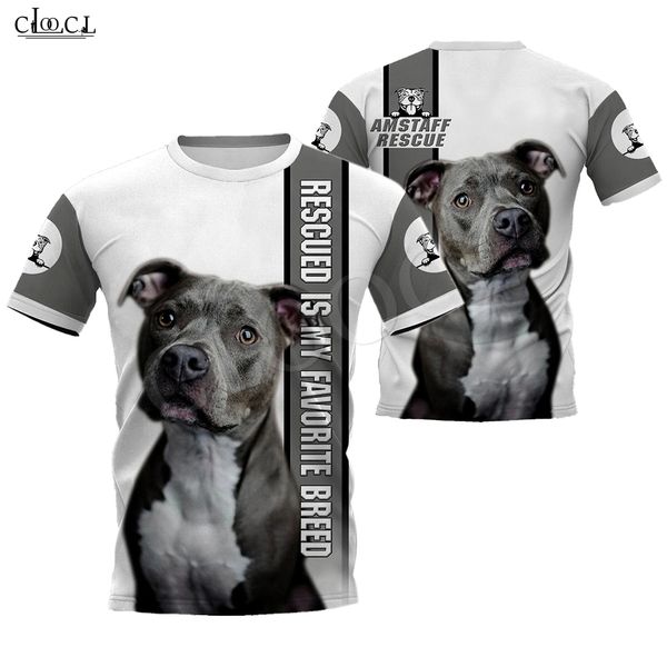 

2020 Fashion Animal Rescue Amstaff Dog 3D Full Printed T-shirt Men Women Harajuku Casual Pet Dog Design Punk Style Tops