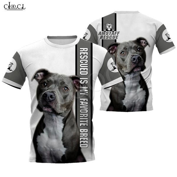 

2020 fashion animal rescue amstaff dog 3d full printed t-shirt men women harajuku casual pet dog design punk style, White;black