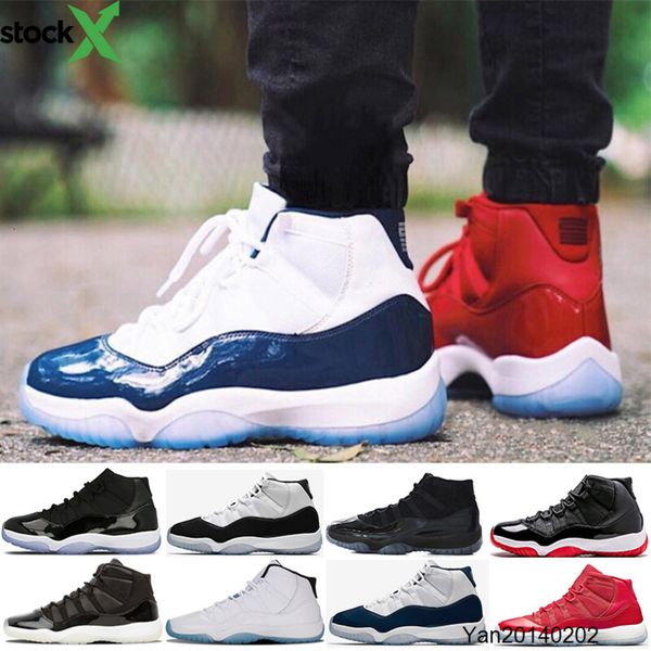 

11 11s basketball shoes cap and gown men women prom night gym red midnight navy low bred concord barons space jam sneakers