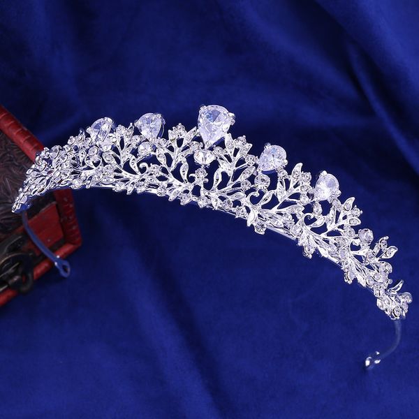 Alta qualidade nova noiva coroa tiara três peças zircão colar brincos princesa aniversário casamento com acessórios femininos gift201u