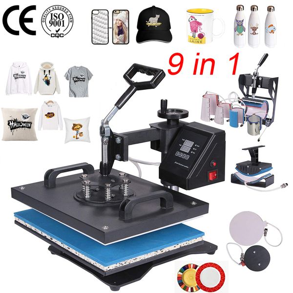 

Double di play 9 in 1 combo heat pre printer machine 2d thermal tran fer printer for cap mug plate t hirt printing machine