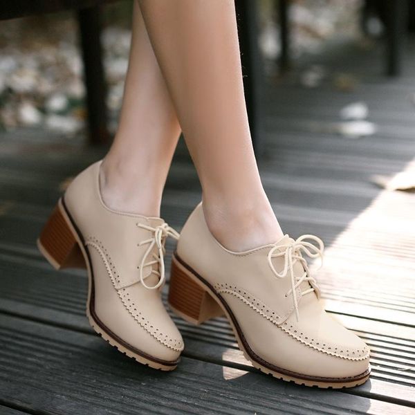 

2020 spring and autumn british style casual large size round head female strap heel shoes, Black