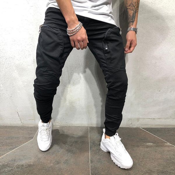 Männer Trend Lose Neun Teil Sport Hosen Männlichen Hip Hop Schwarz Taschen Jogger Koreanische Mode Jogginghose Hosen