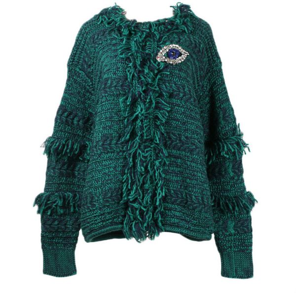 

женская марка свитера женщин старинные кисточки дикий свитер кардиган свитер со стразами для ladys роскошные высокое качество 2020 для оптов, White;black