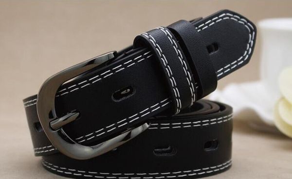 

2023the new style men leather smooth button two-layer leather belt middle-aged casual fashion pants belt origin of a generation hair, Black;brown