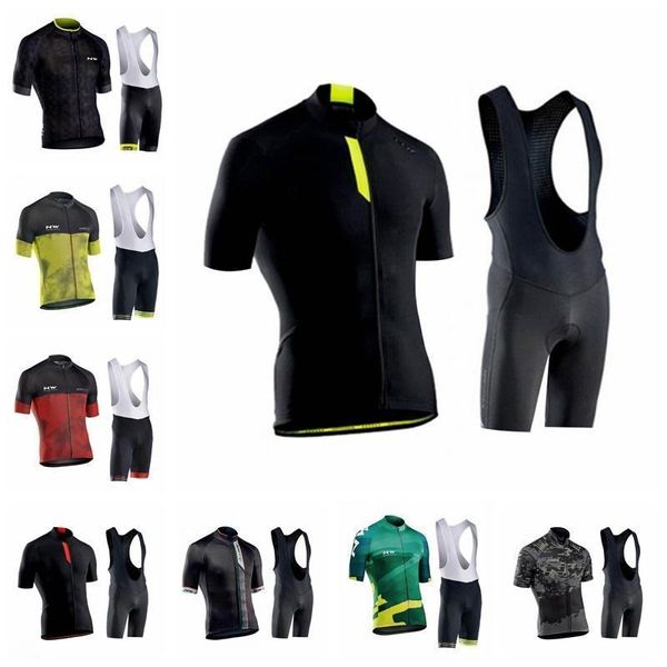 

2020 new 2020 pro team nw short sleeve cycling jersey bib shorts sets quick dry breathable men cycling clothing bike wear k041005, Black;red